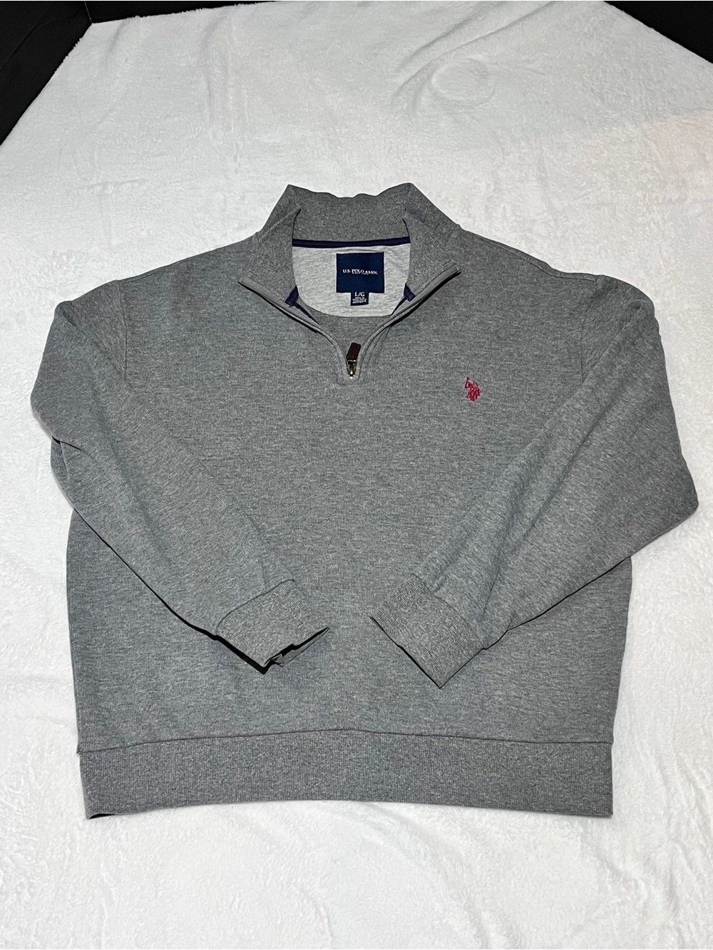 U.S. Polo Assn. Gray Quarter-Zip Sweatshirt with Red Logo